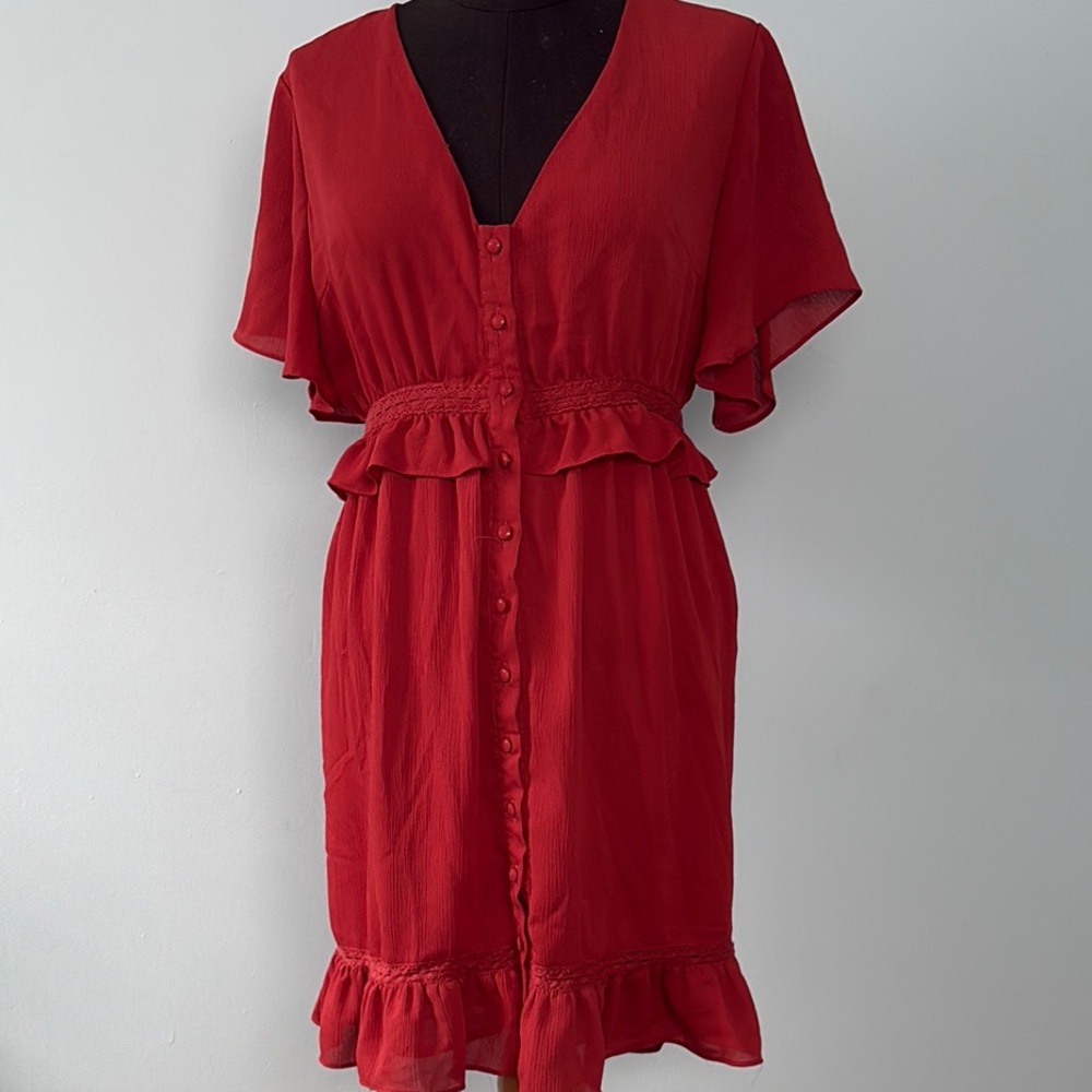 Miami Red Ruffled Wrap Sundress